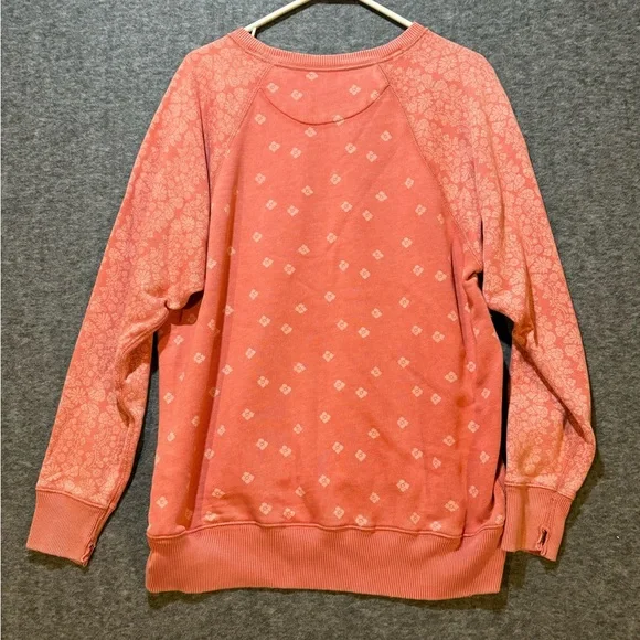 Aerie Sweatshirt womens Medium pink coral floral soft distressed oversized comfy - Picture 8 of 14